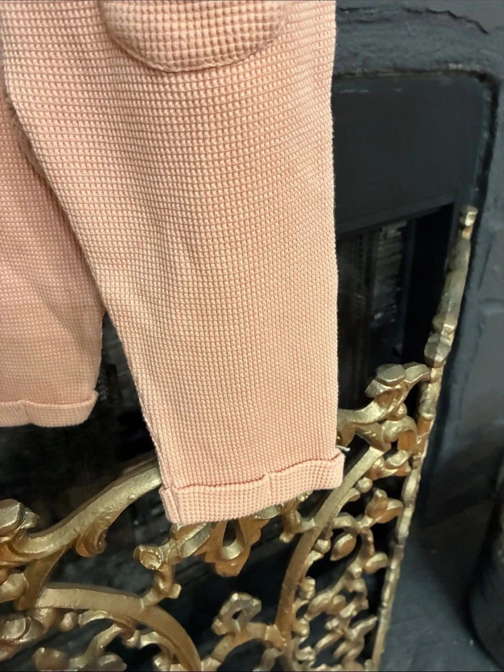 Zara Peach Knit Kids Romper with Front Pockets